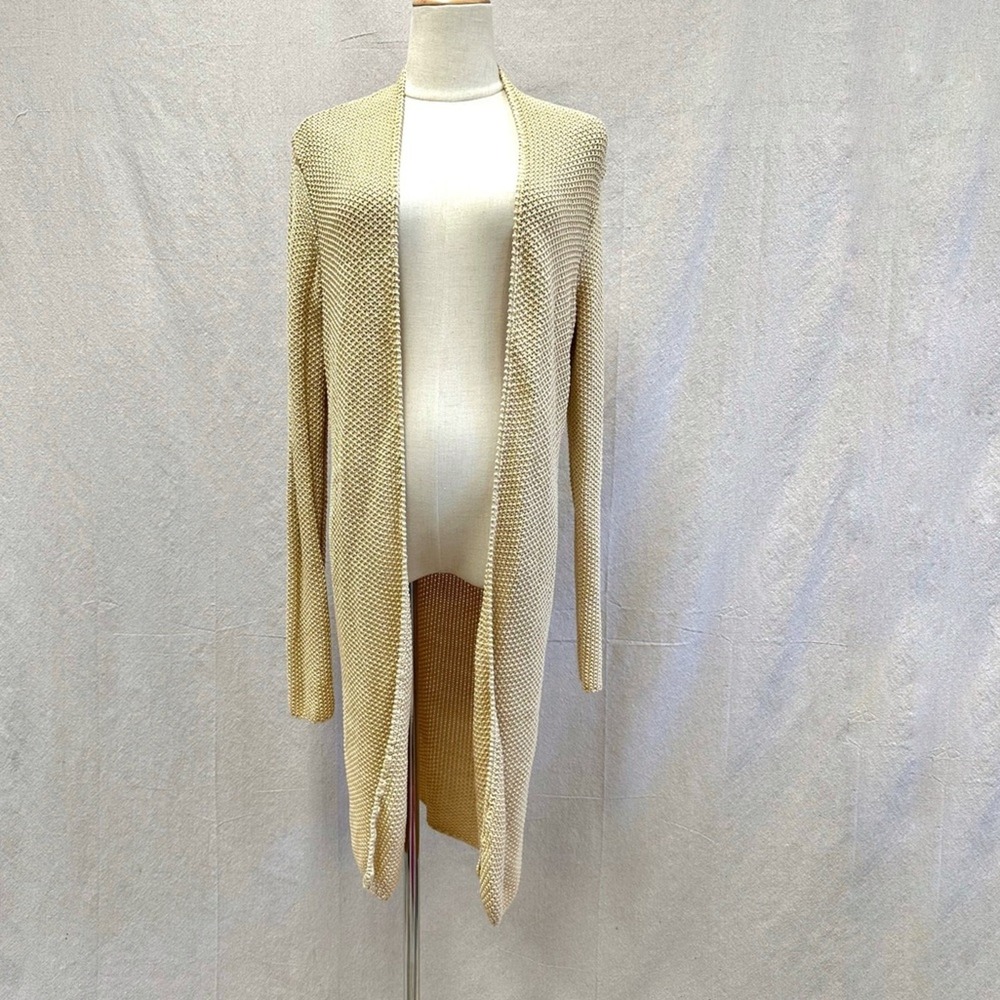 Ralph Lauren Black‎ Label woven cotton longline open cardigan sweater Size Large
